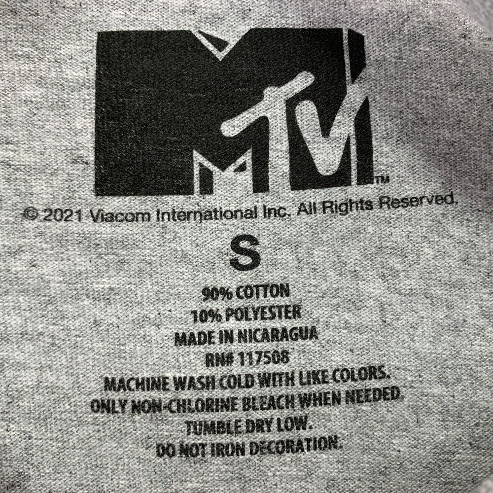Hybrid Apparel Mens MTV Logo Graphic Long Sleeve Crewneck T-Shirt Gray S - Picture 4 of 4